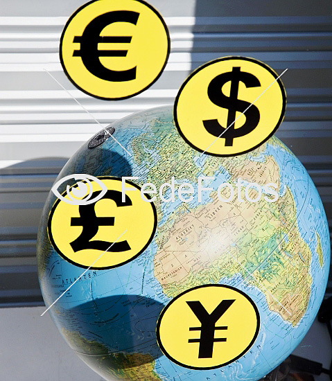 Globus og tegn for valutaer
